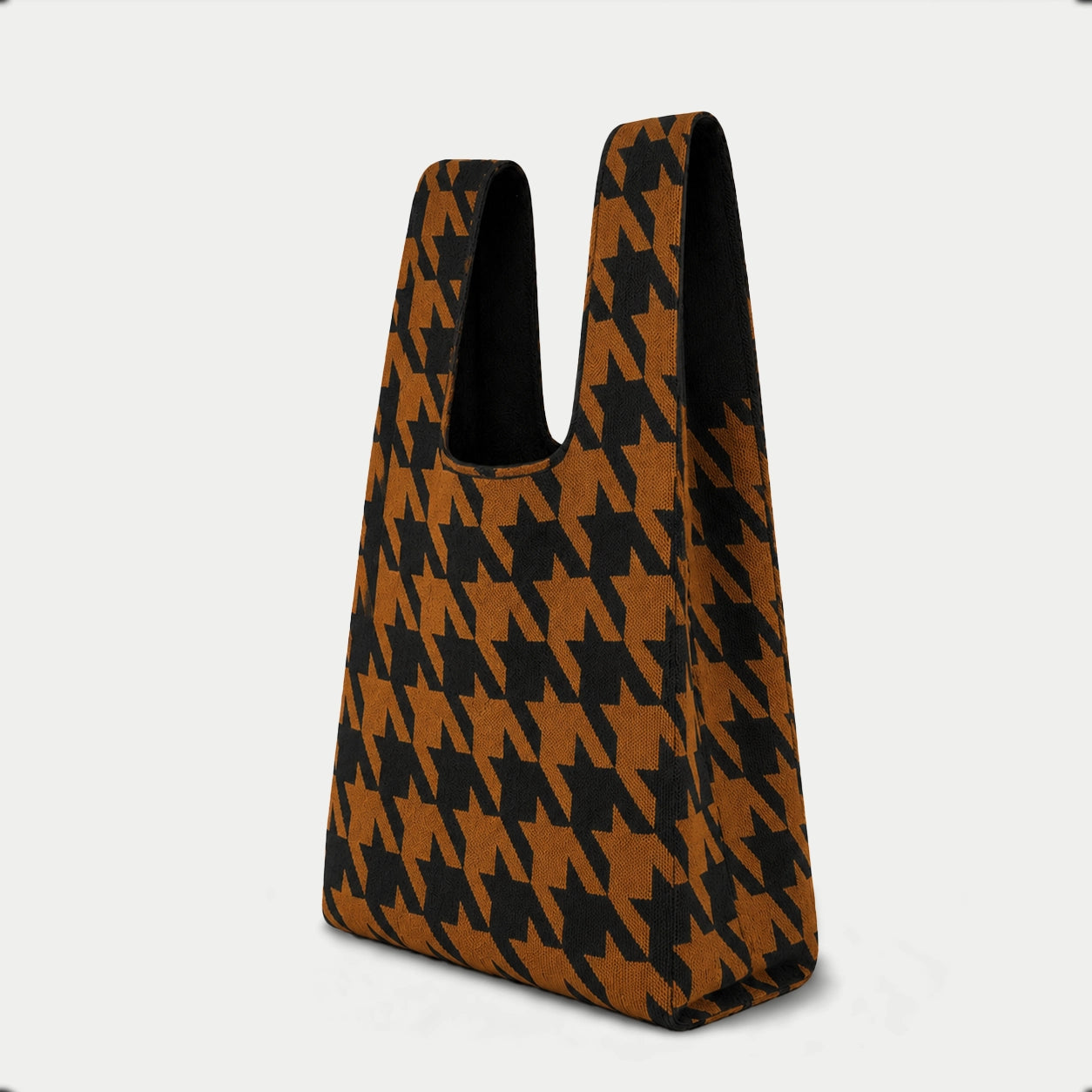 Houndstooth Knit Tote Bag
