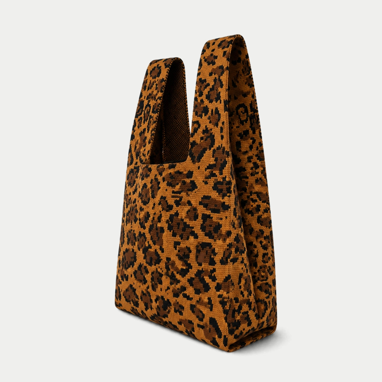 Leopard Print Knit Tote Bag