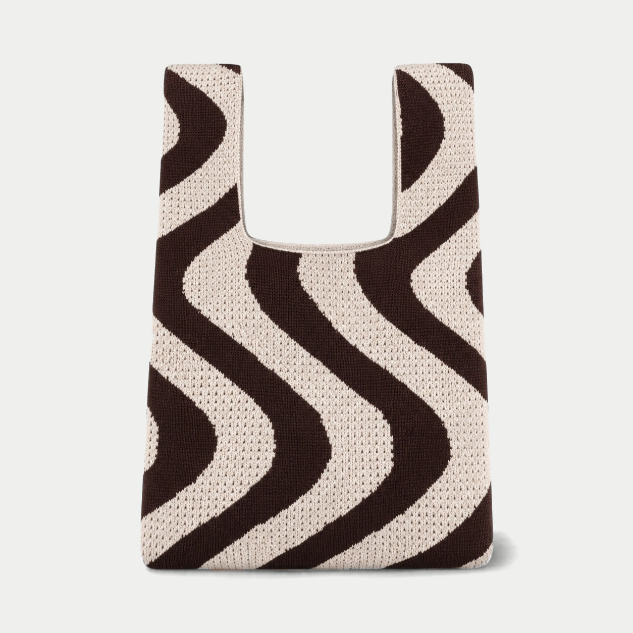 Wavy Stripe Knit Tote Bag
