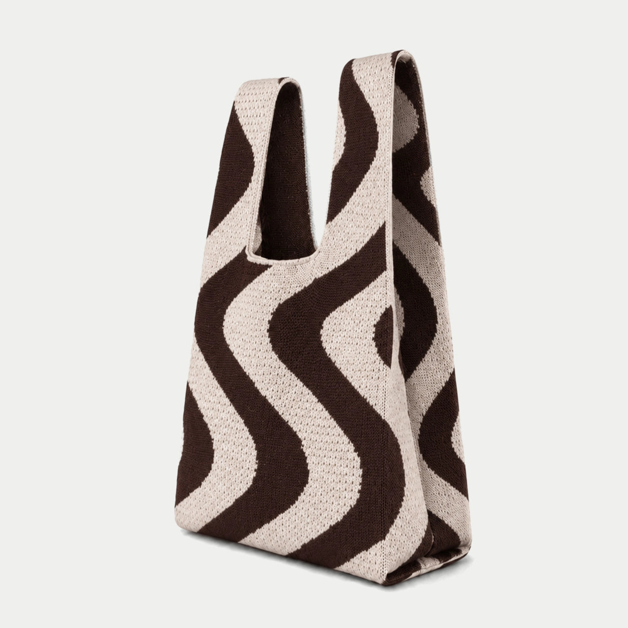 Wavy Stripe Knit Tote Bag