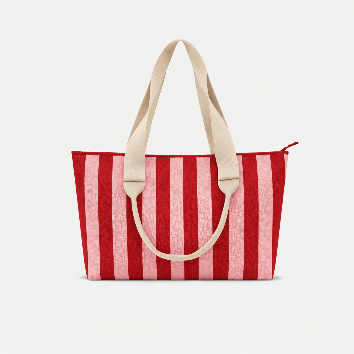 Multicolor Vertical Stripe Knit Large Tote Bag