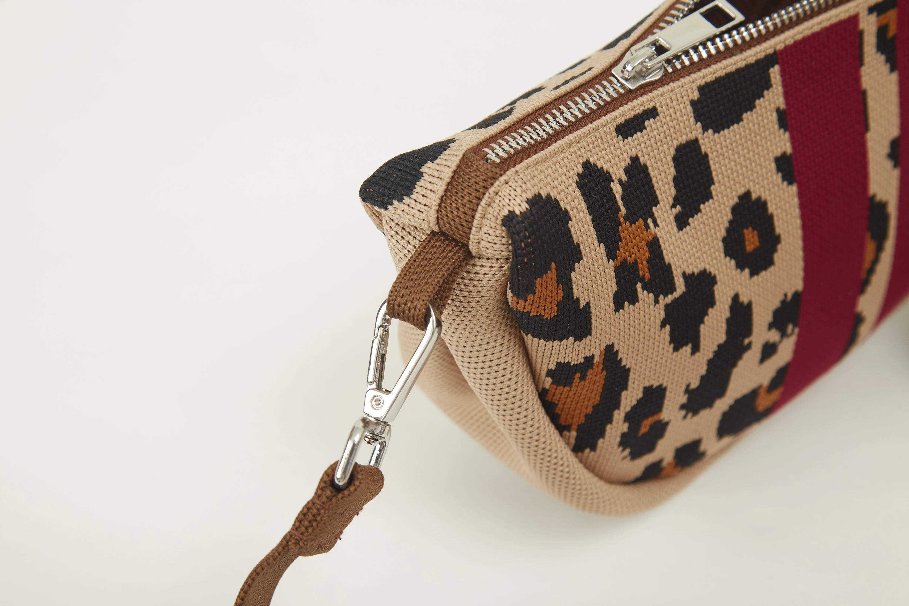 Leopard Half Moon Knit Crossbody Bag