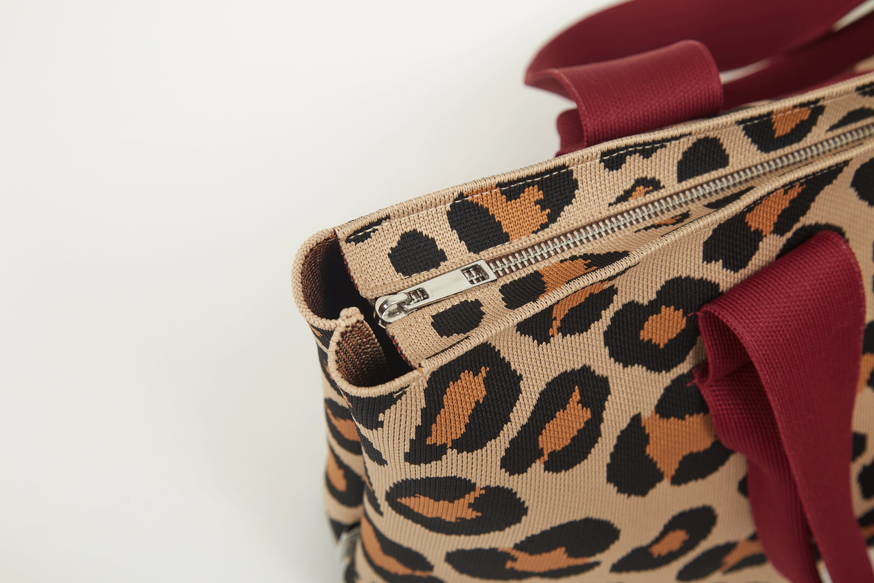 Leopard Print Knit Large Tote Bag