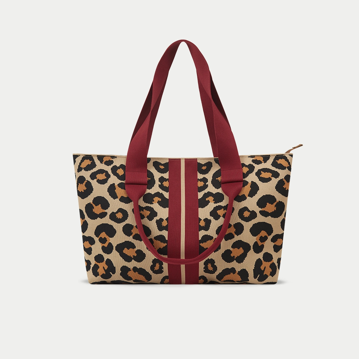 Leopard Print Knit Large Tote Bag