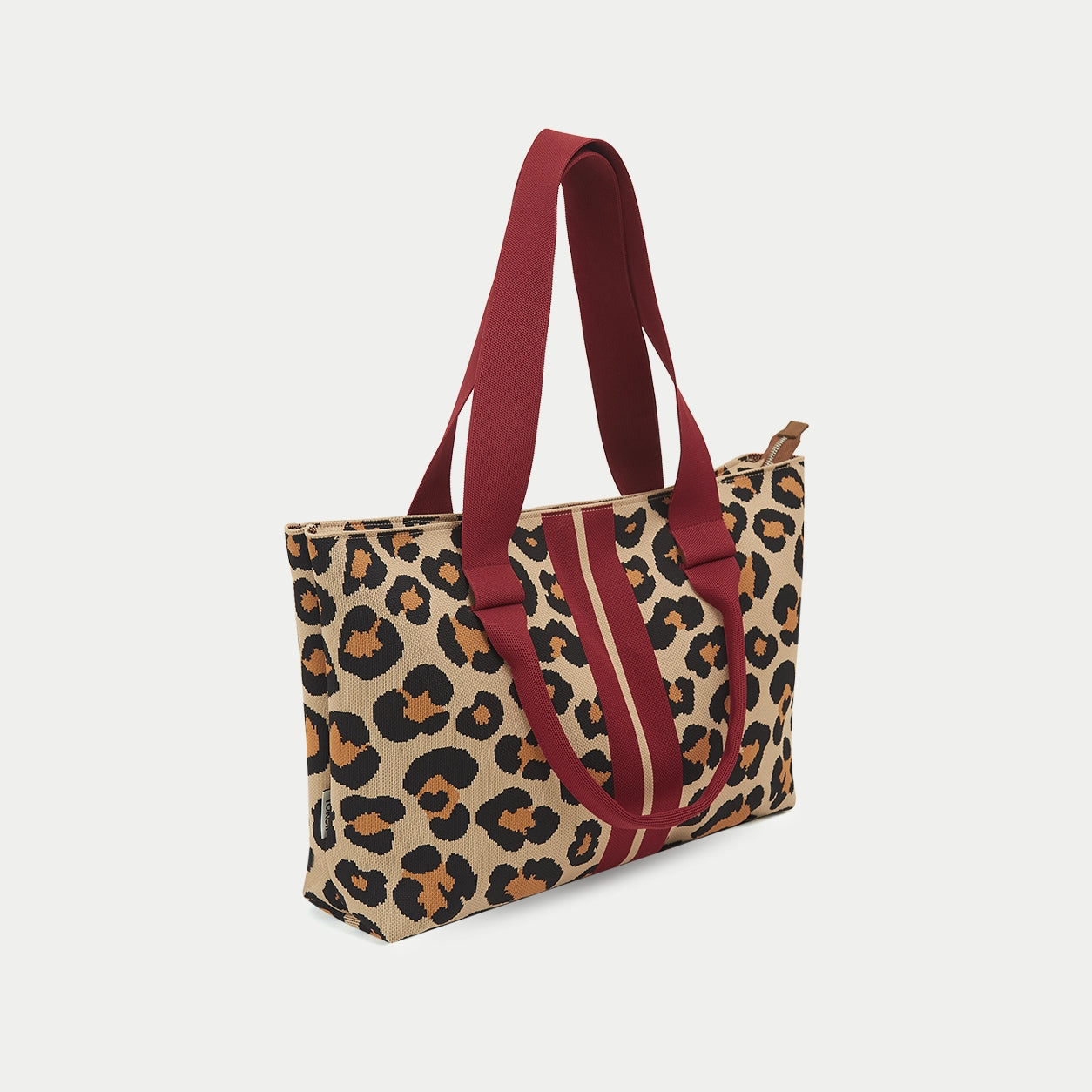 Leopard Print Knit Large Tote Bag