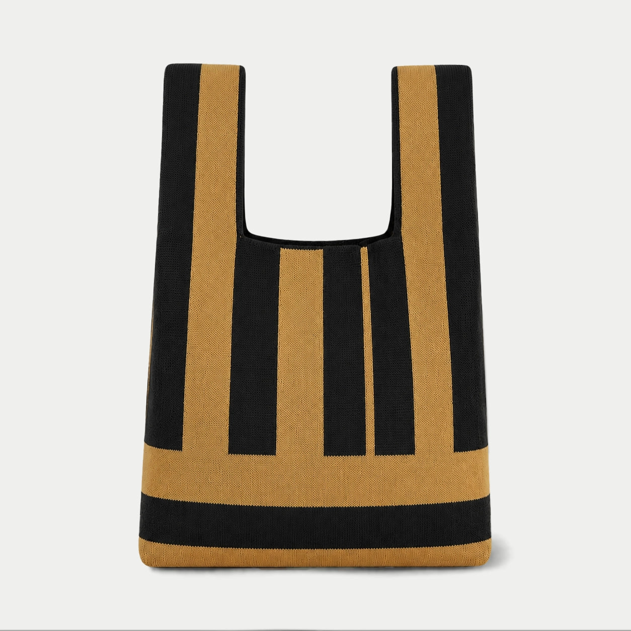 Strick-Tote-Bag mit Klaviertastenmuster