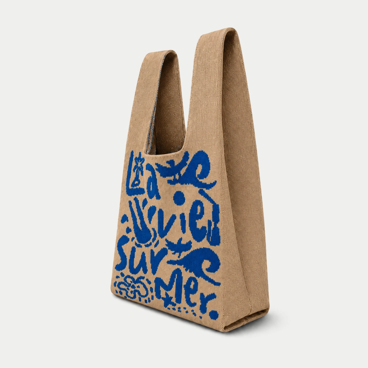Summer Typography Knit Tote Bag