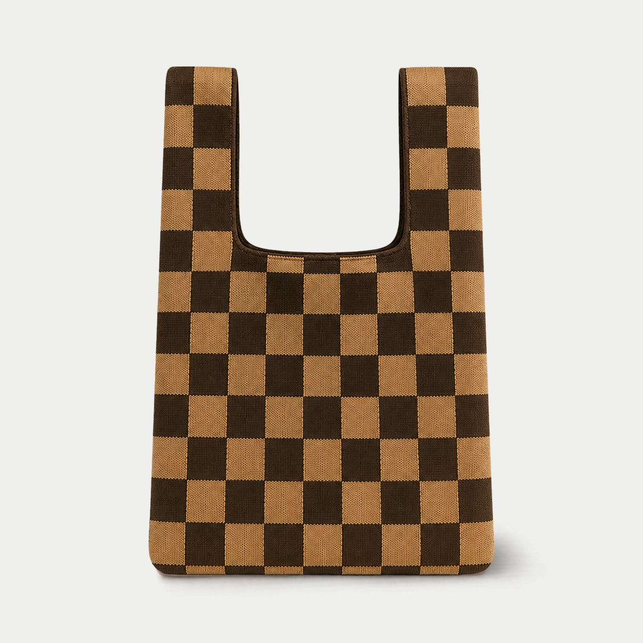 Checkered Knit Tote Bag
