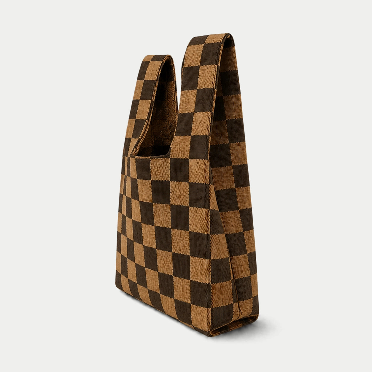 Checkered Knit Tote Bag