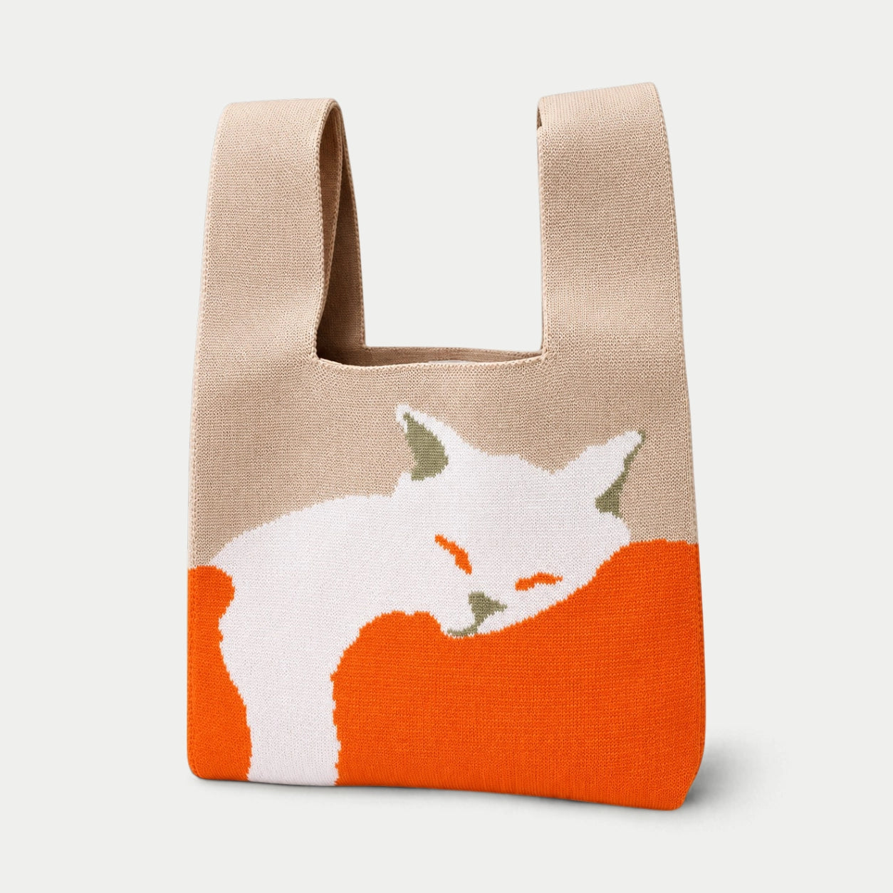 Cozy Cat Graphic Knit Tote Bag