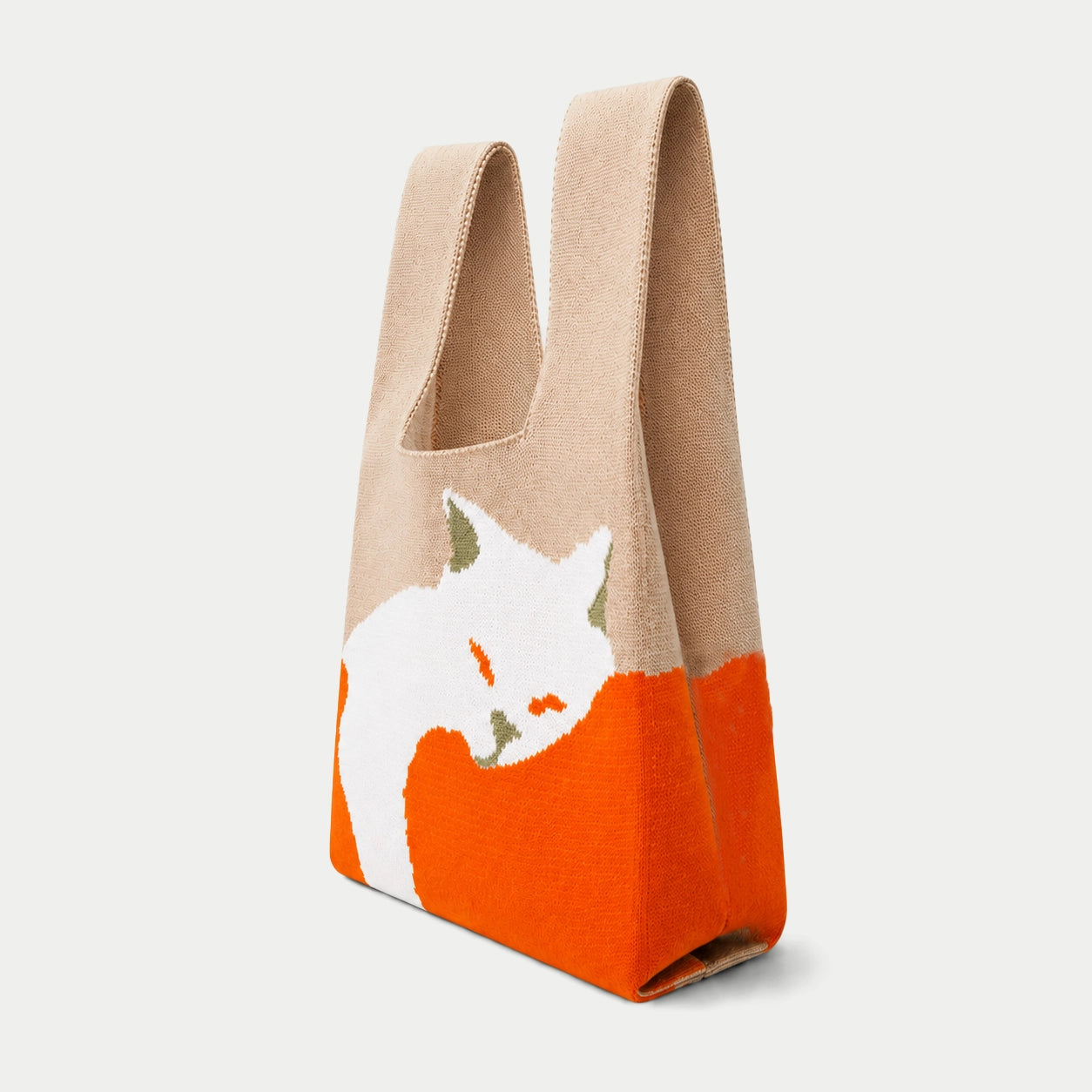 Cozy Cat Graphic Knit Tote Bag