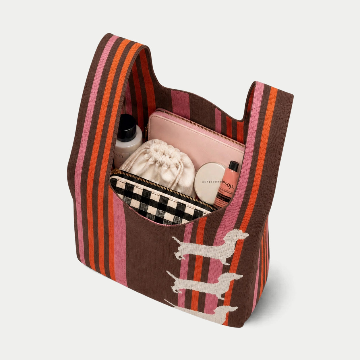 Dachshund Stripe Knit Tote Bag