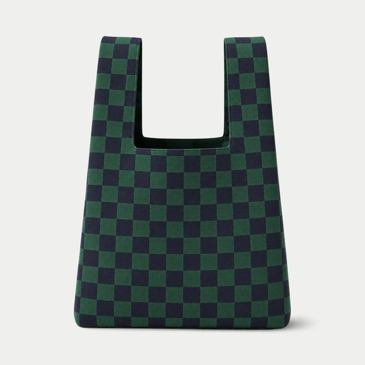 Checkered Knit Tote Bag