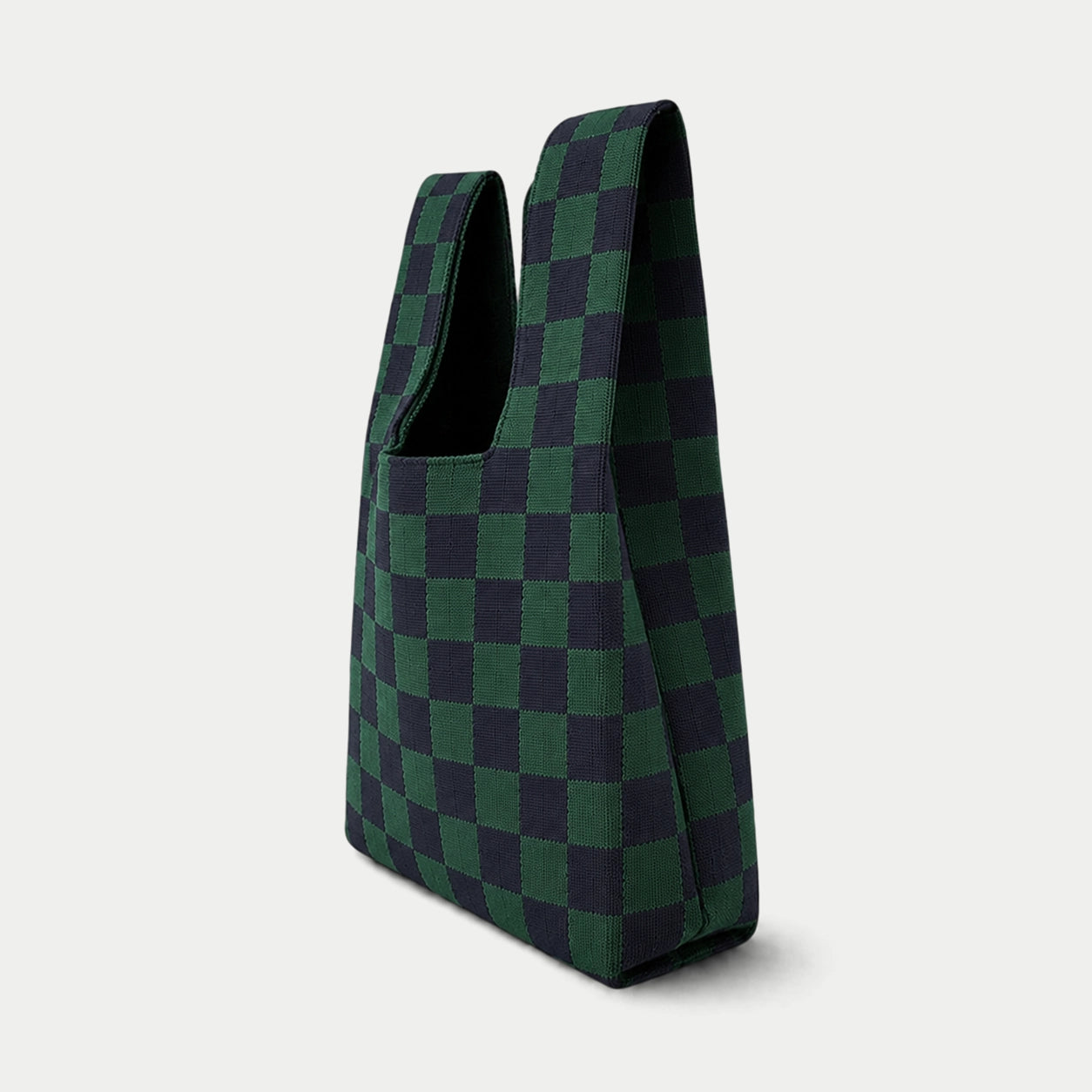 Checkered Knit Tote Bag