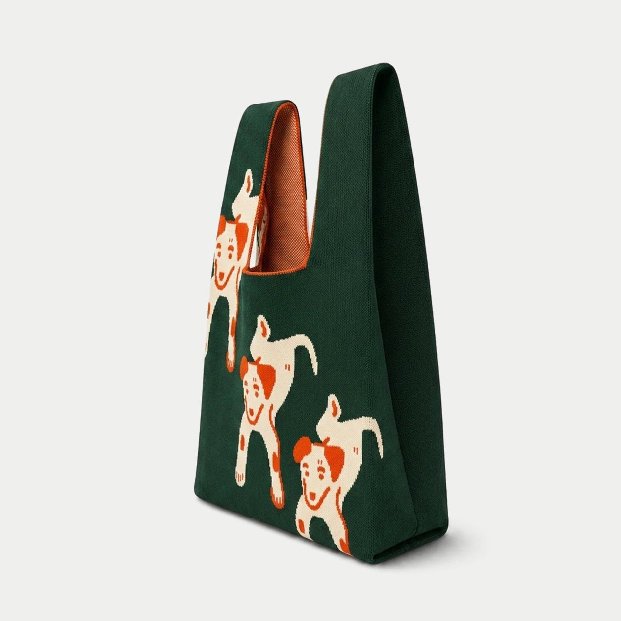 Dog Pattern Knit Tote Bag