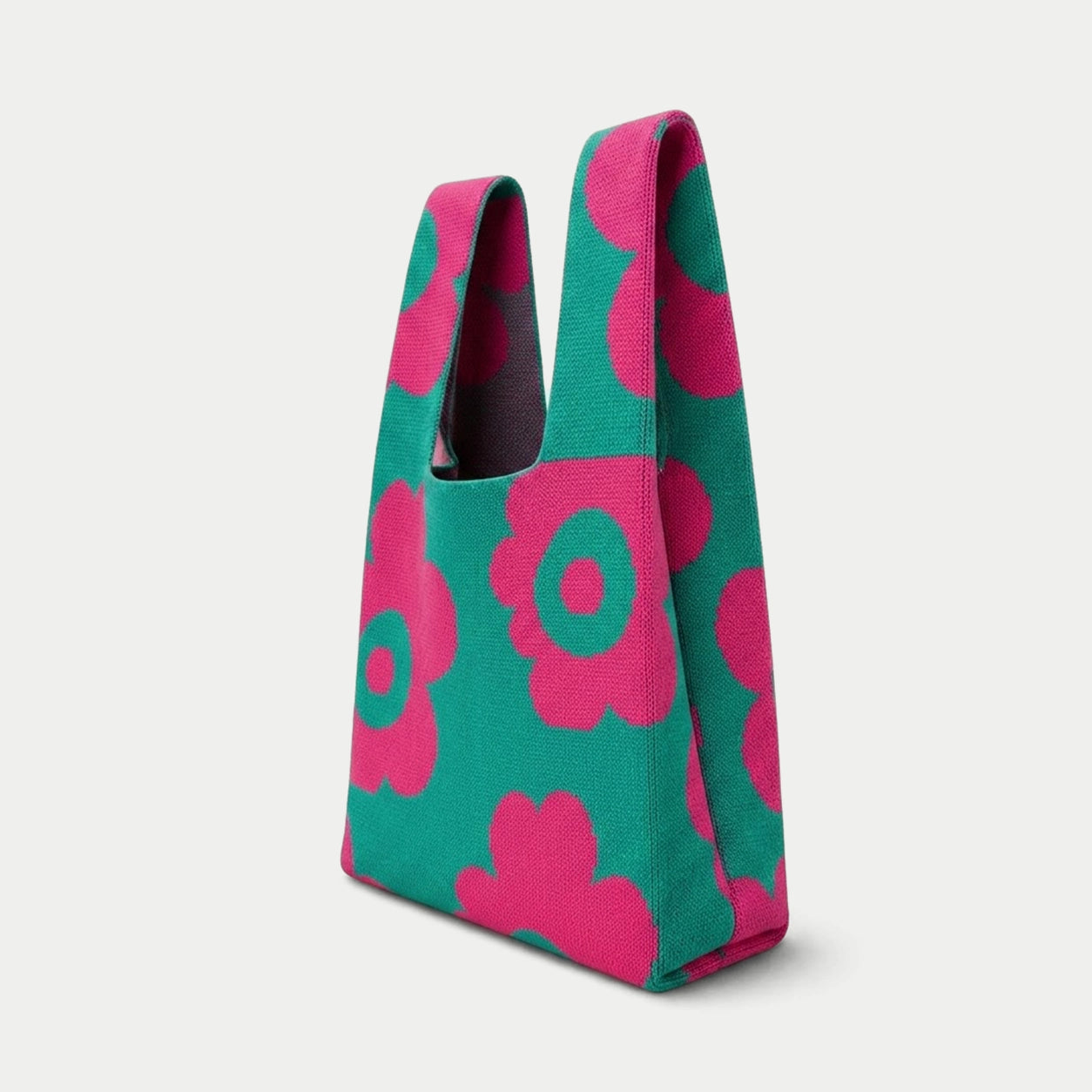 Abstract Floral Knit Tote Bag