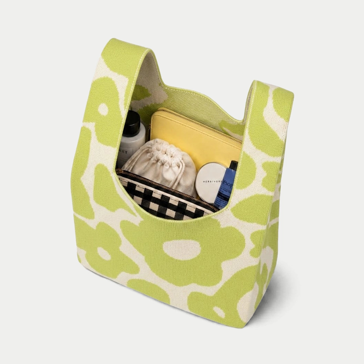 All Over Floral Knit Tote Bag