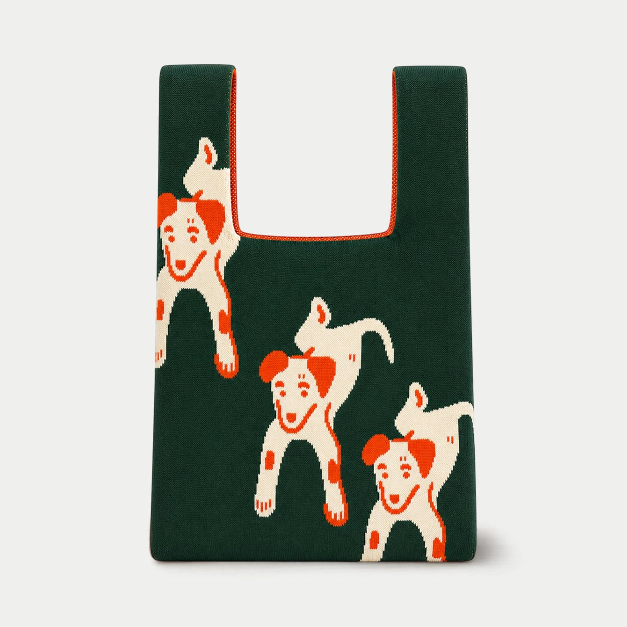 Dog Pattern Knit Tote Bag