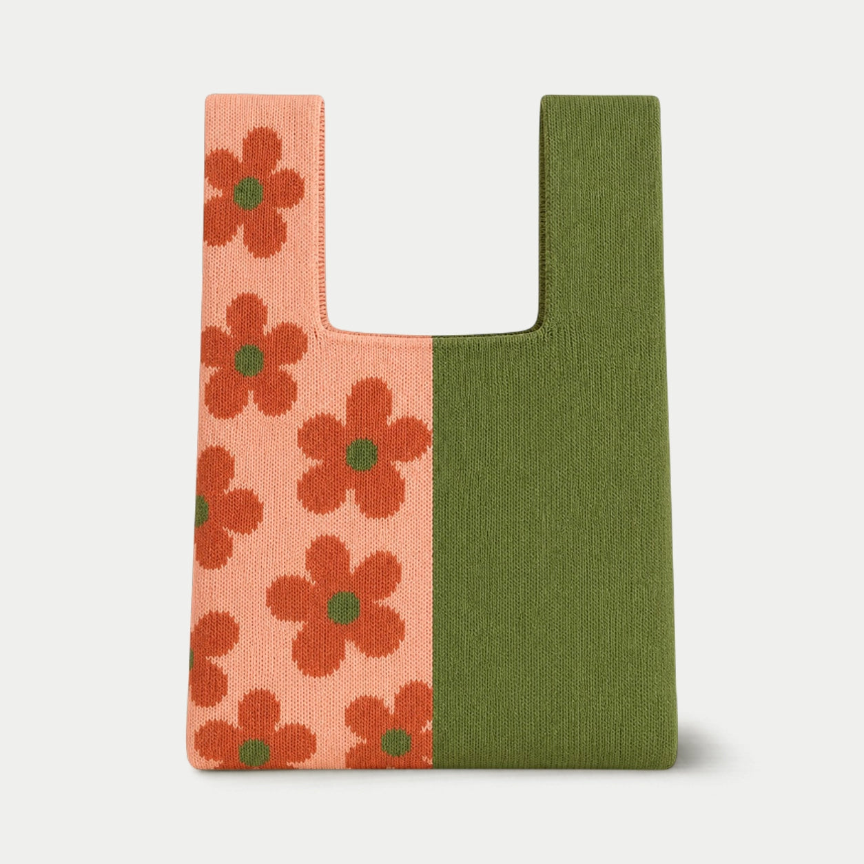 Floral Panel Knit Tote Bag