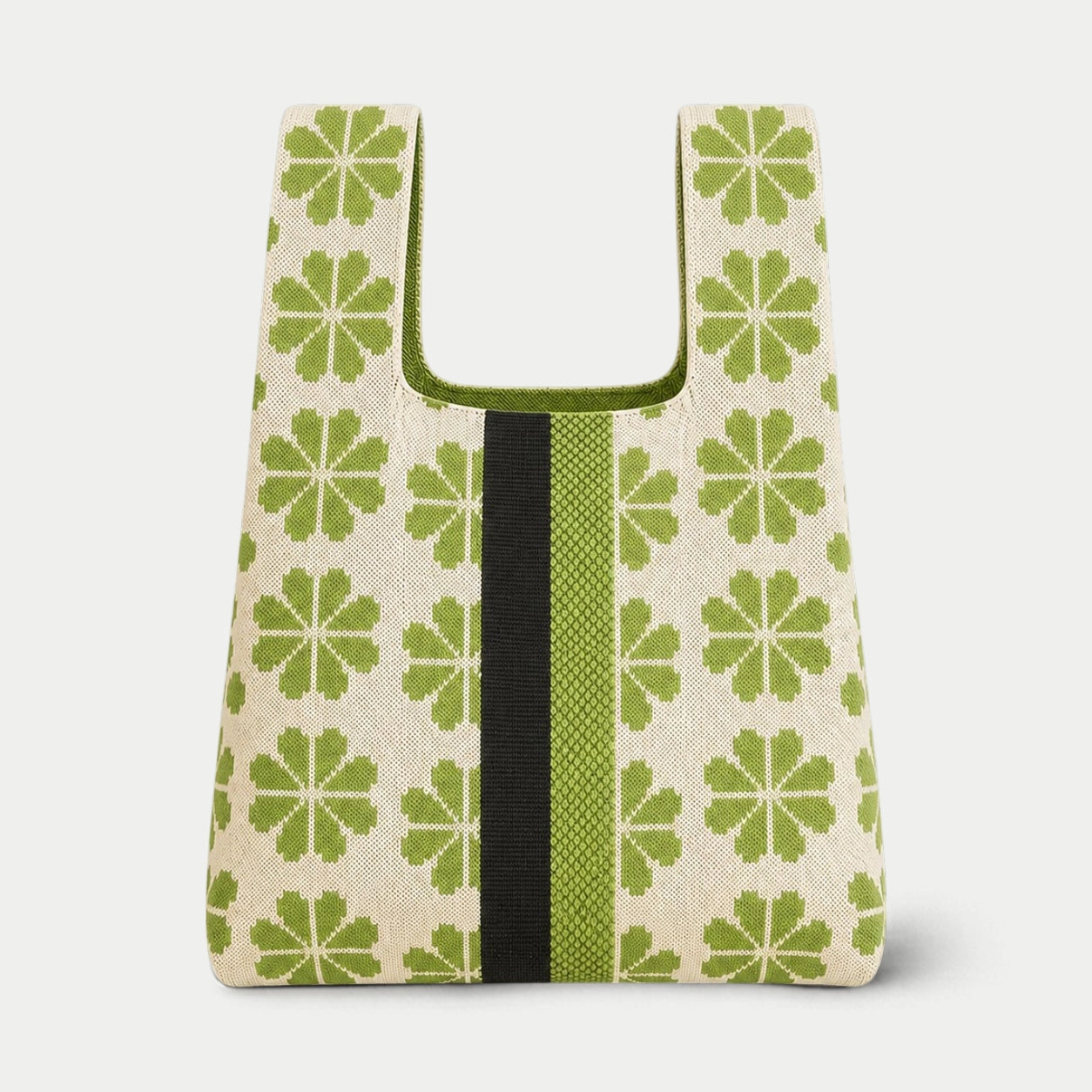 Geometric Floral Knit Tote Bag