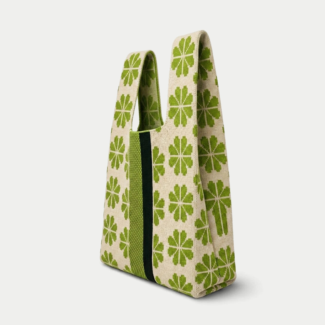 Geometric Floral Knit Tote Bag