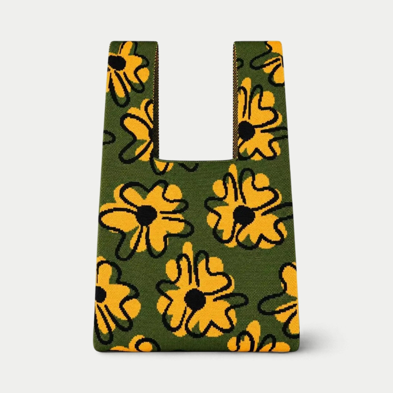 Bold Floral Knit Tote Bag