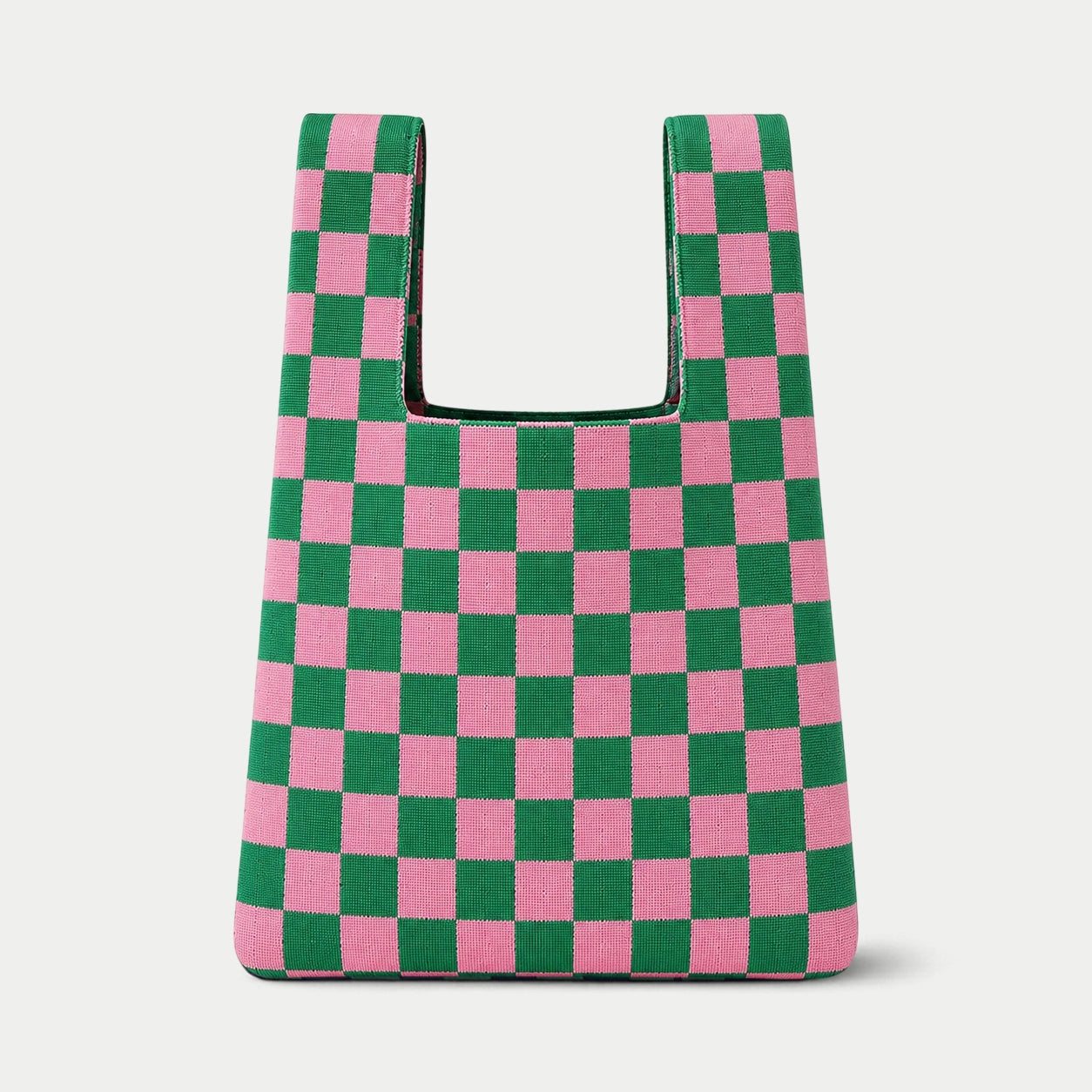 Checkered Knit Tote Bag
