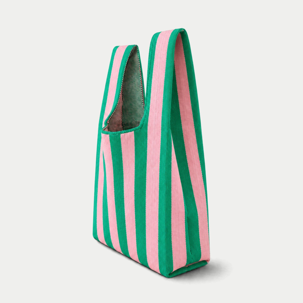 Vertical Stripe Knit Tote Bag