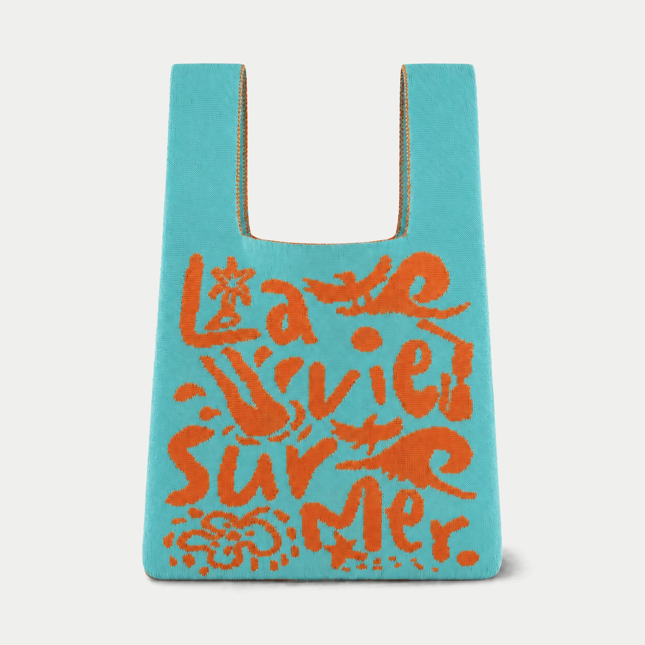 Summer Typography Knit Tote Bag