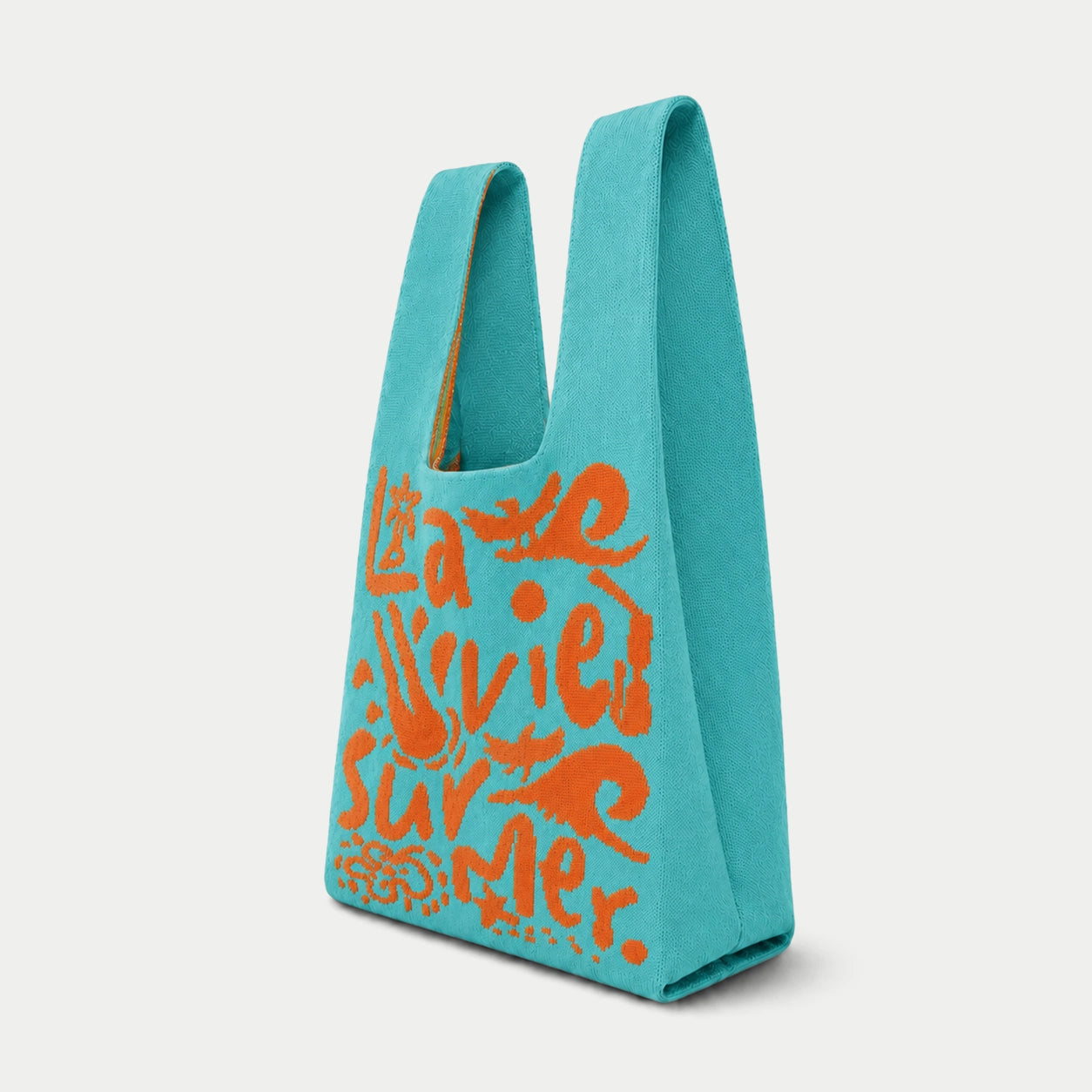 Summer Typography Knit Tote Bag