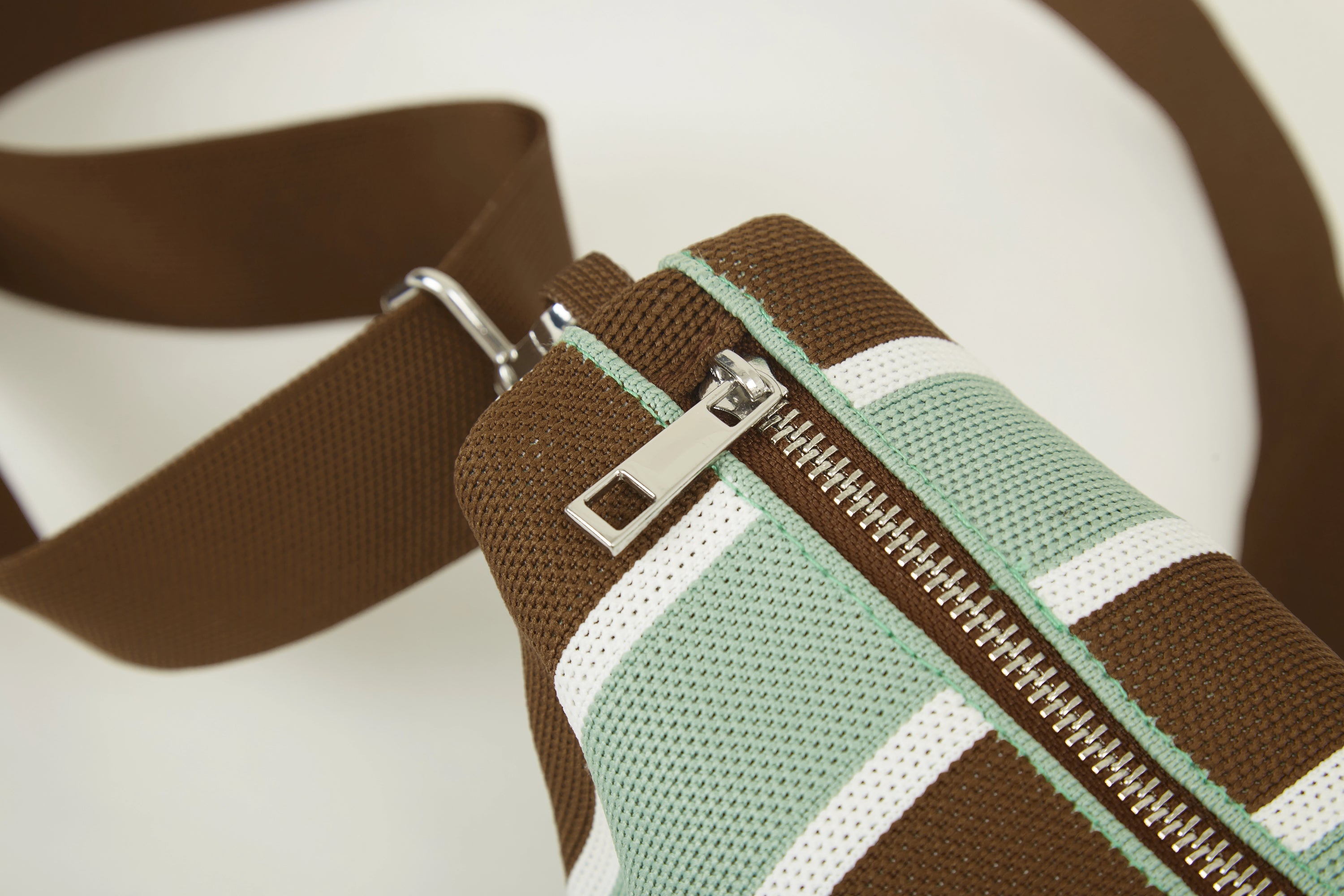 Vertical Stripe Knit Half Moon Crossbody Bag