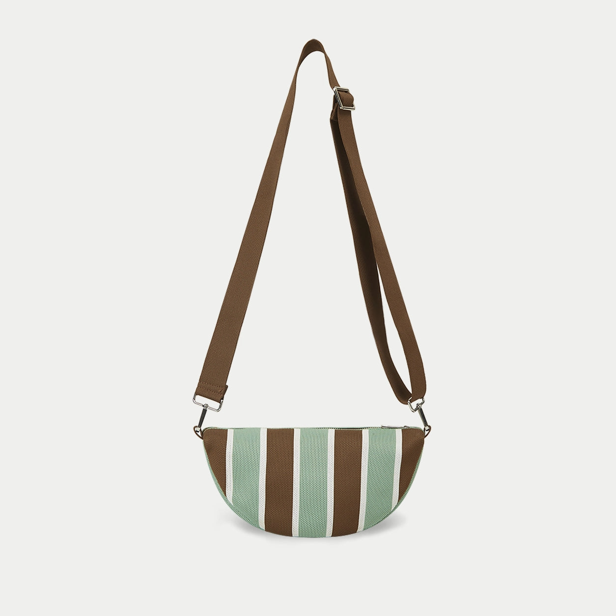 Vertical Stripe Knit Half Moon Crossbody Bag