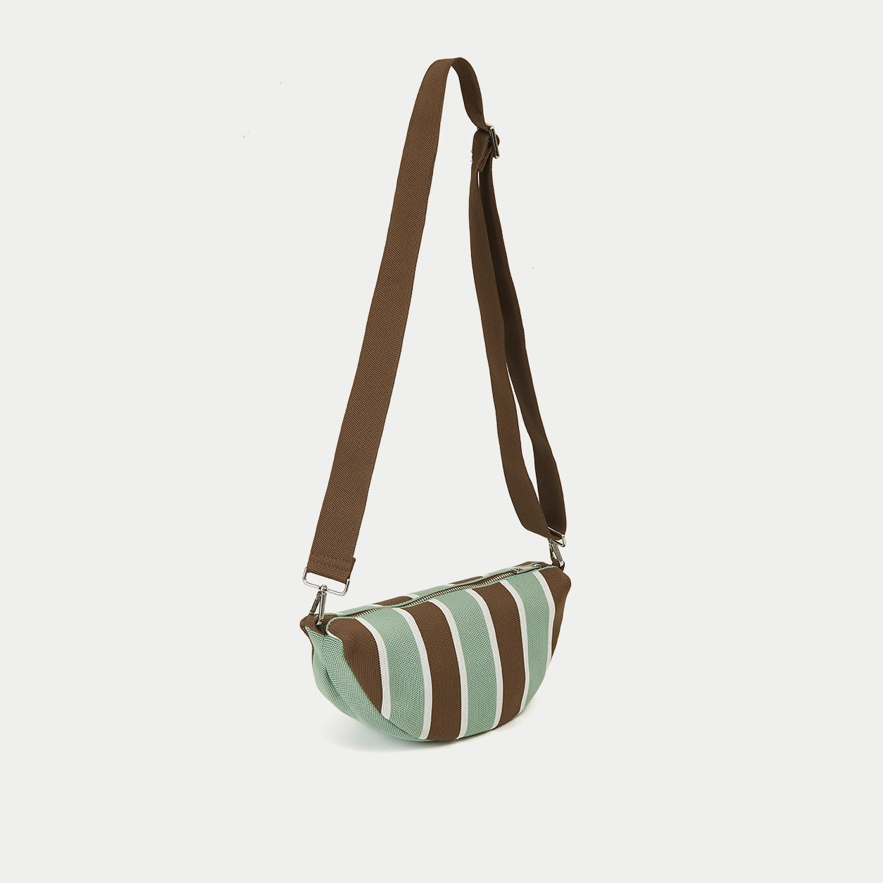 Vertical Stripe Knit Half Moon Crossbody Bag