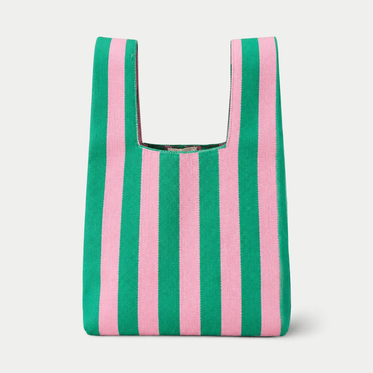 Vertical Stripe Knit Tote Bag