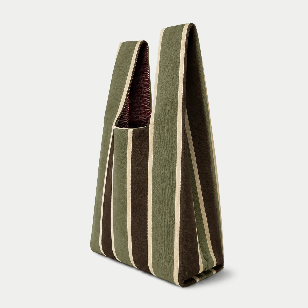 Wide Vertical Stripe Knit Tote Bag