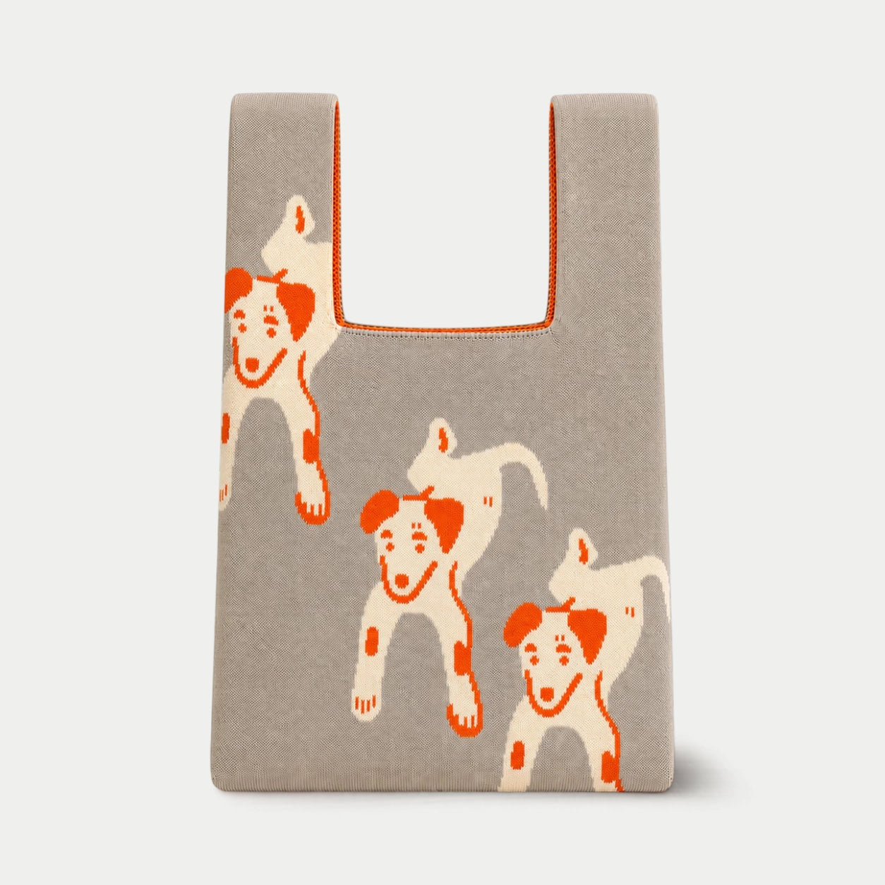 Dog Pattern Knit Tote Bag