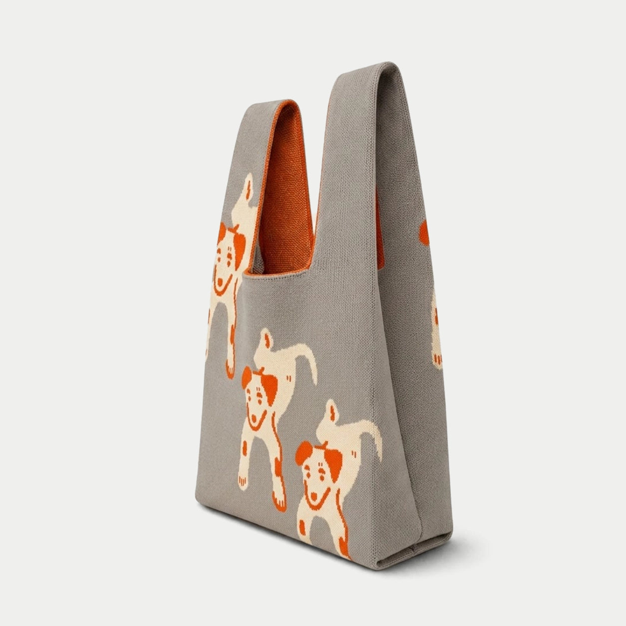 Dog Pattern Knit Tote Bag