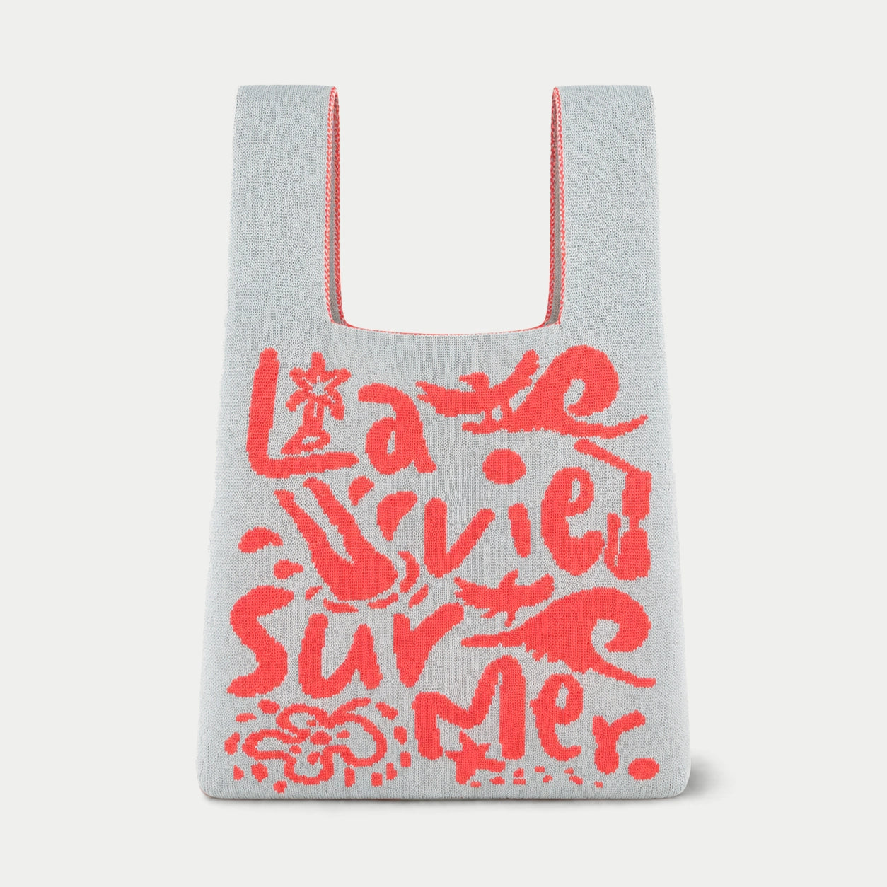 Summer Typography Knit Tote Bag