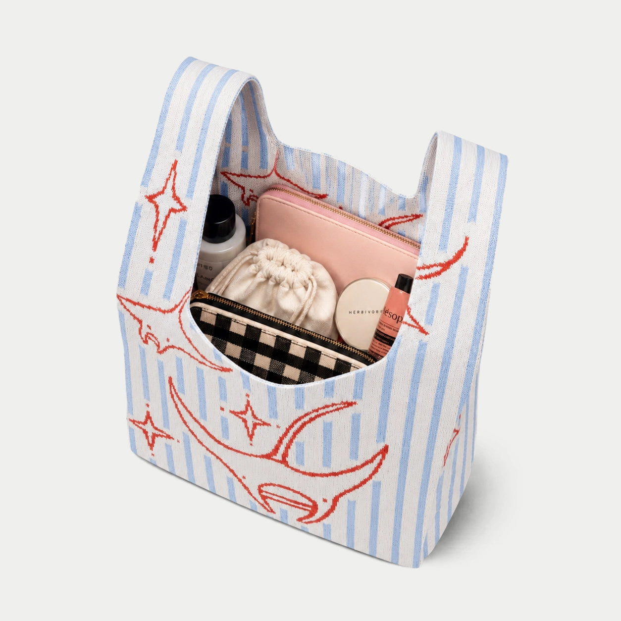 Manta Ray Pattern Knit Tote Bag