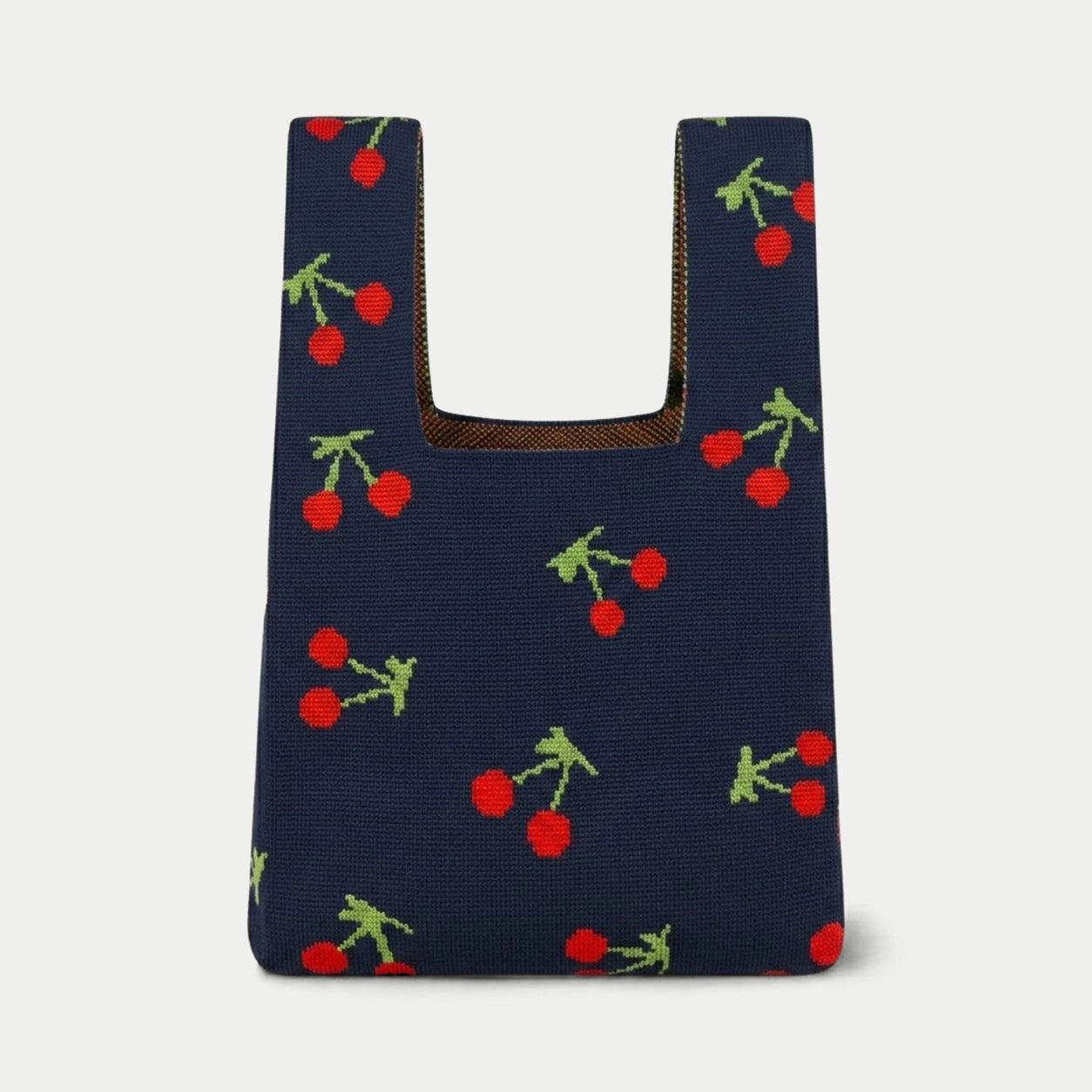 Cherry Pattern Knit Tote Bag