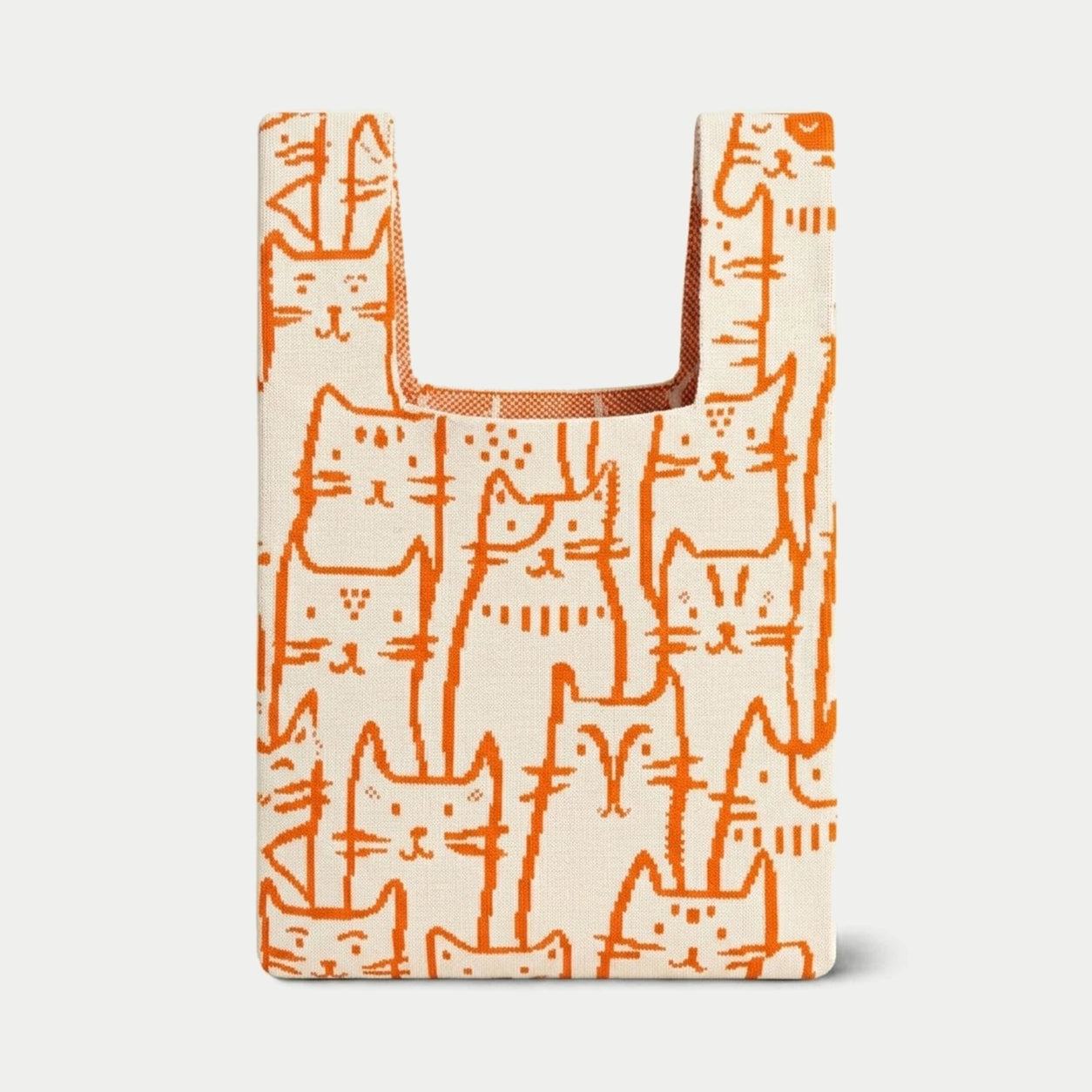 Cat Pattern Knit Tote Bag