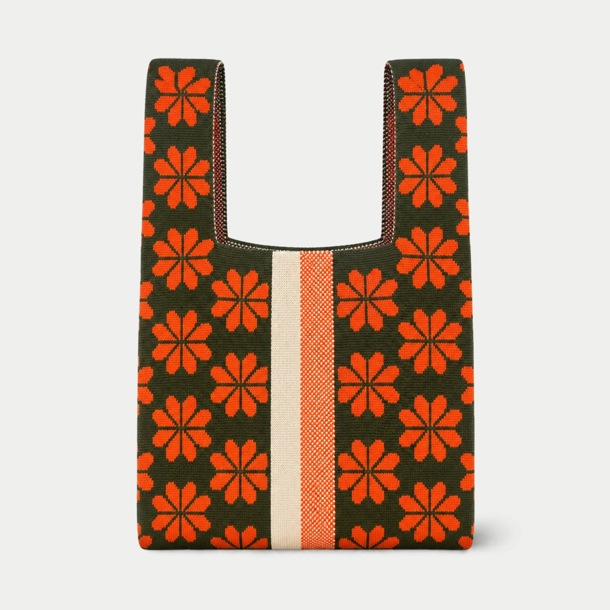 Geometric Floral Knit Tote Bag