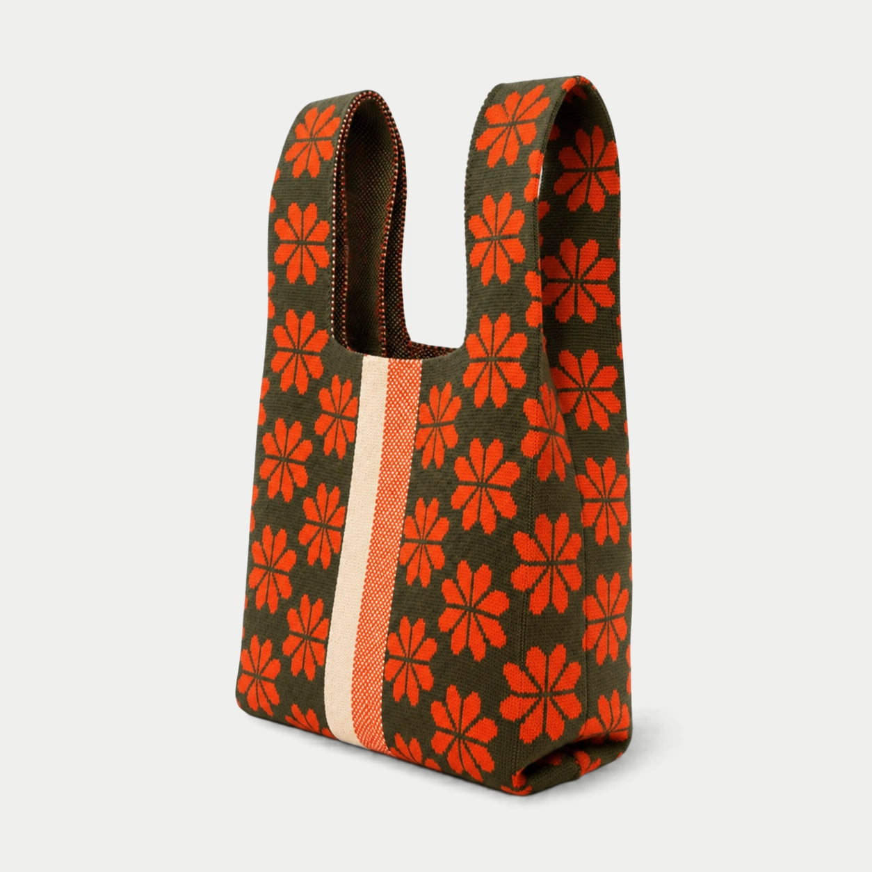 Geometric Floral Knit Tote Bag