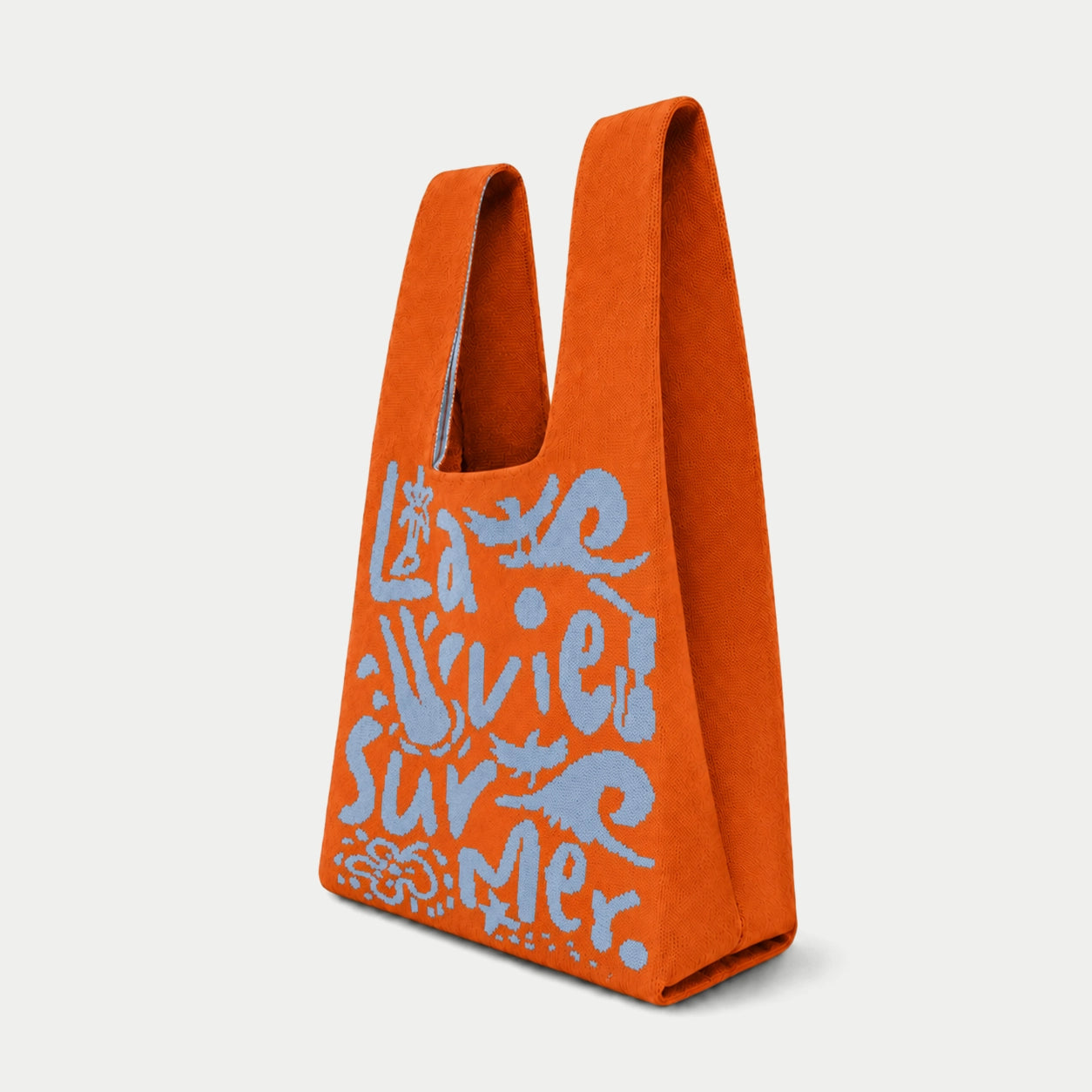 Summer Typography Knit Tote Bag