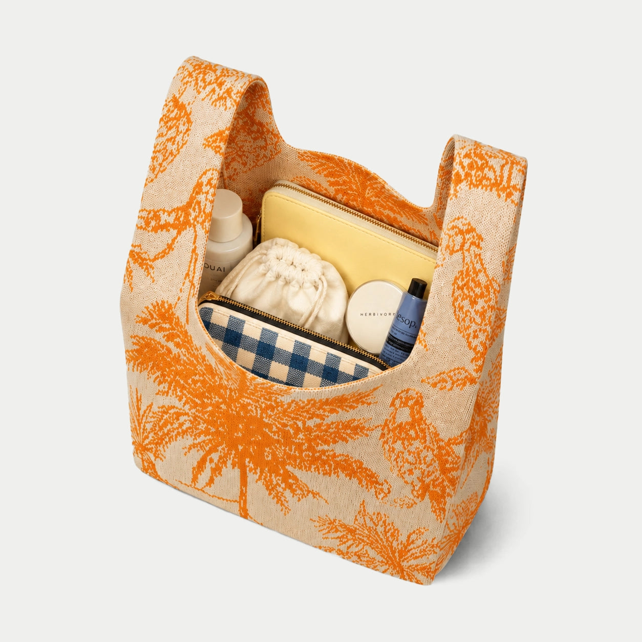 Tropical Palm Knit Tote Bag