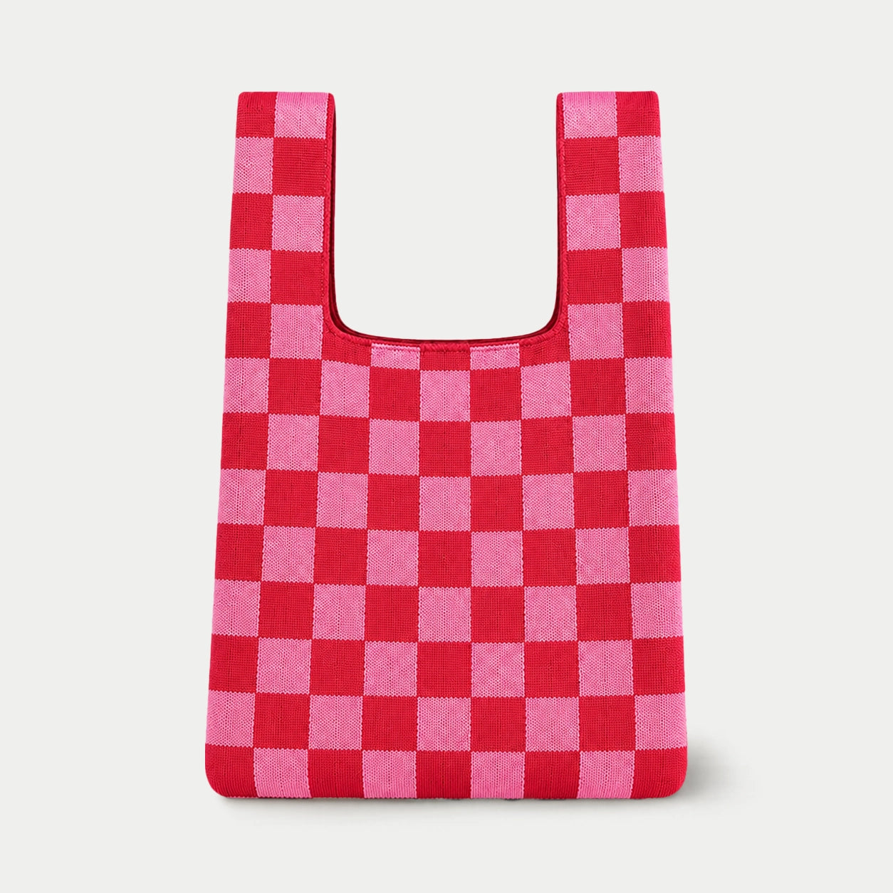 Checkered Knit Tote Bag