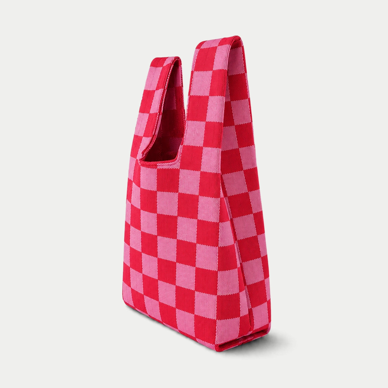 Checkered Knit Tote Bag