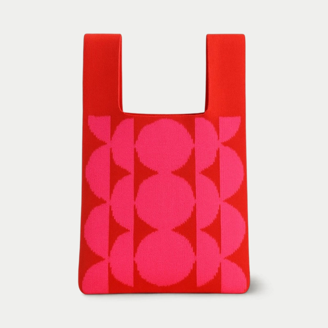 Circle Pattern Knit Tote Bag