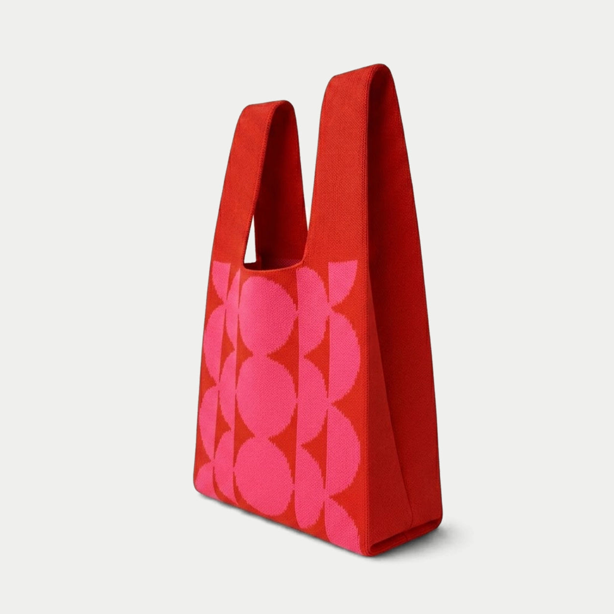 Circle Pattern Knit Tote Bag