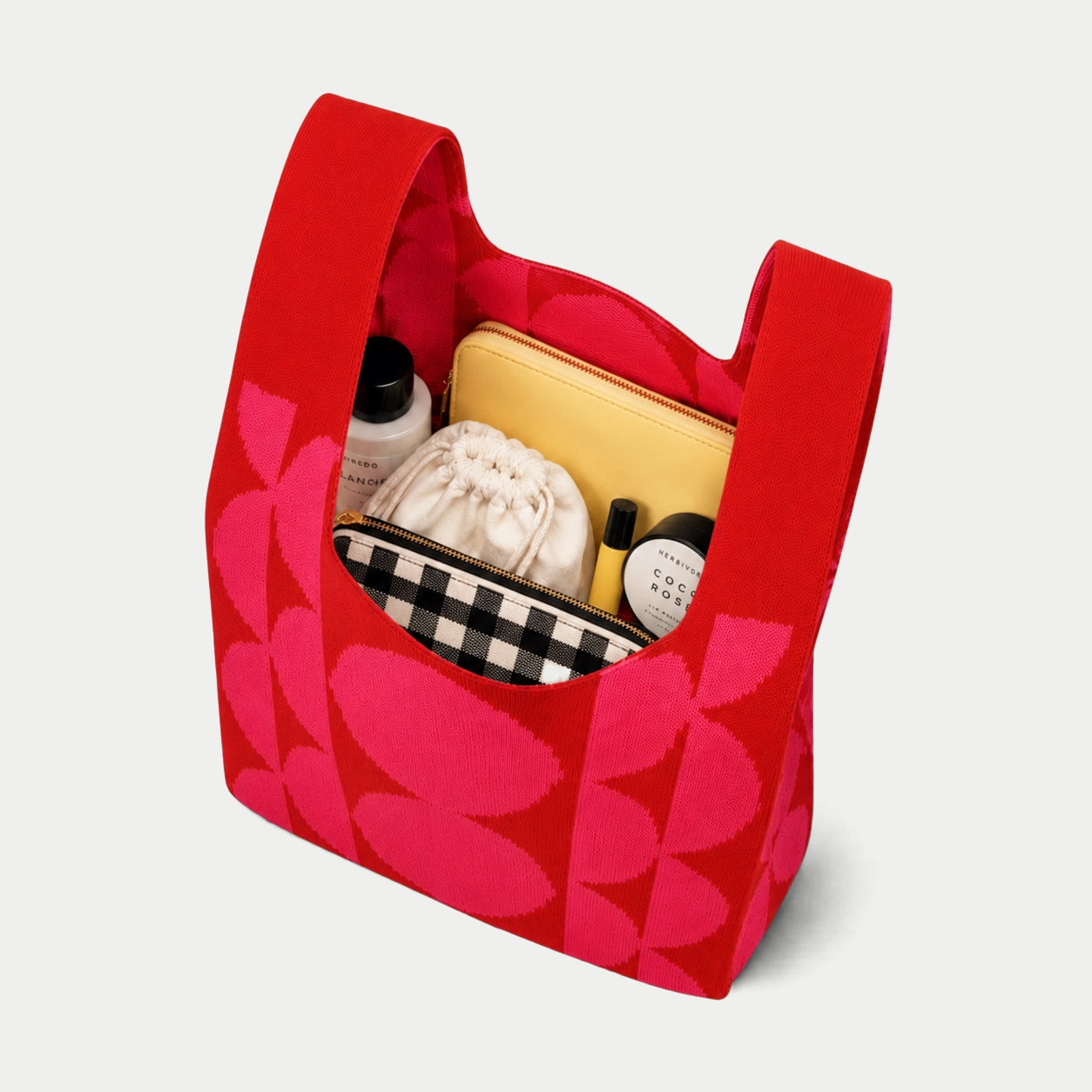 Circle Pattern Knit Tote Bag